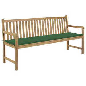 vidaXL Banc de jardin avec coussin vert 175 cm Bois de teck massif