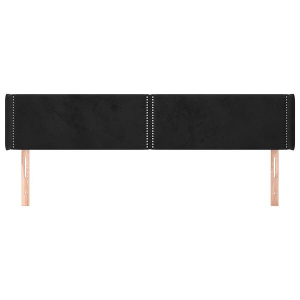 vidaXL T&ecirc;te de lit avec oreilles Noir 183x16x78/88 cm Velours