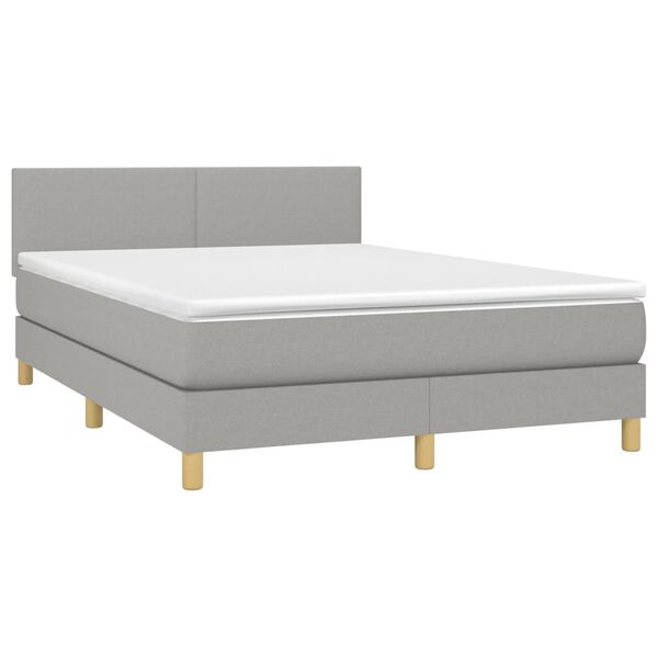 vidaXL Sommier &agrave; lattes de lit avec matelas Gris clair 140x190cm Tissu