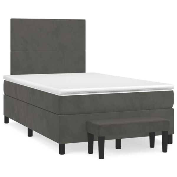 vidaXL Sommier &agrave; lattes de lit et matelas gris fonc&eacute; 120x190cm velours