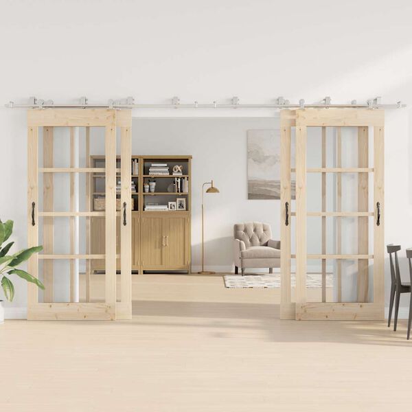 vidaXL Kit fixation porte coulissante 400 cm Acier inoxydable Argenté