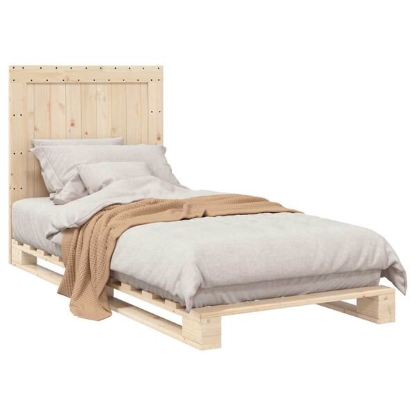 vidaXL Cadre de lit sans matelas avec t&ecirc;te de lit 90x200cm bois massif