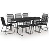 vidaXL Ensemble &agrave; manger d'ext&eacute;rieur 9 pcs r&eacute;sine tress&eacute;e et verre