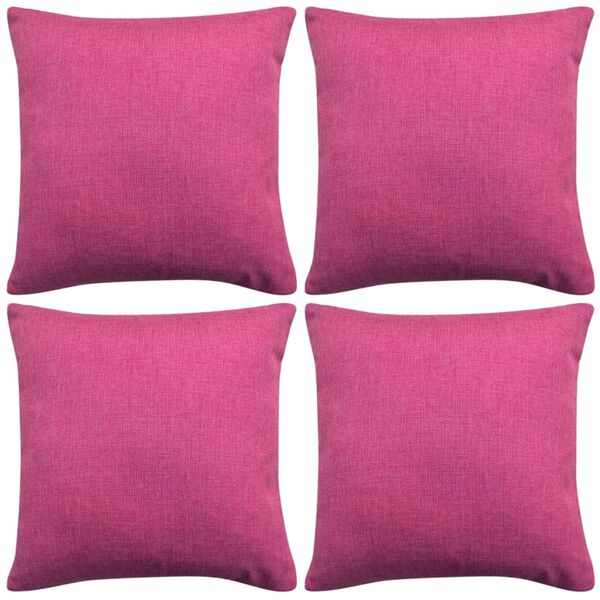 vidaXL Housses de coussin 4 pcs Aspect de lin Rose 40x40 cm