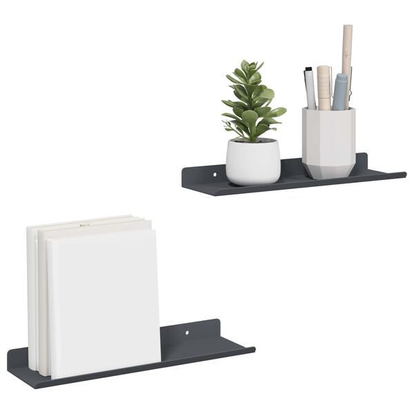 vidaXL &Eacute;tag&egrave;re flottante 2 pcs Anthracite 30 x 9 x 2,5 cm Acier