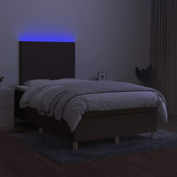 vidaXL Sommier &agrave; lattes de lit matelas et LED marron fonc&eacute; 120x190 cm