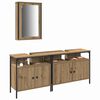 vidaXL Meubles de salle de bain 3 pcs Marron Bois d'ing&eacute;nierie