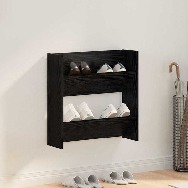 vidaXL Cabinet à chaussures avec étagère Chêne noir 60 x 18 x 60 cm