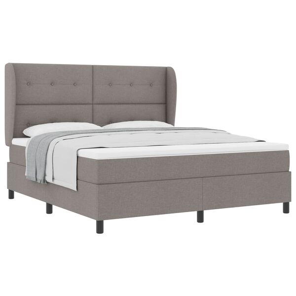 vidaXL Lit &agrave; ressorts avec matelas Taupe 180 x 200 cm tissu