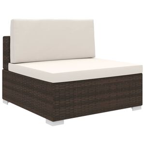 vidaXL Si&egrave;ge central sectionnel 1 pc et coussins R&eacute;sine tress&eacute;e Marron