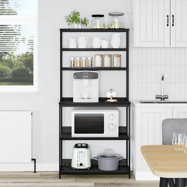 vidaXL &Eacute;tag&egrave;re de cuisine Ch&ecirc;ne noir 80 x 40 x 168 cm