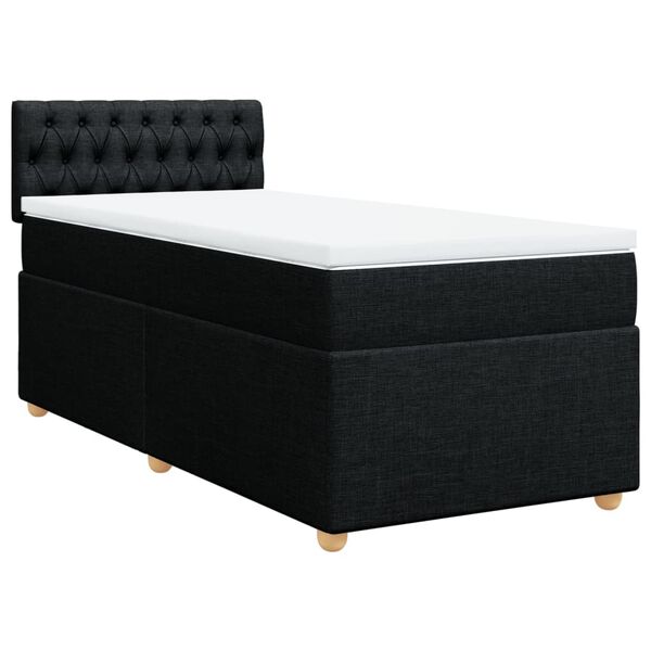 vidaXL Sommier à lattes de lit avec matelas Noir 100x200 cm Tissu