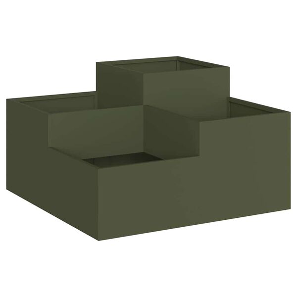 vidaXL Cache-pot de jardin Vert olive 80 x 80 x 48 cm Acier