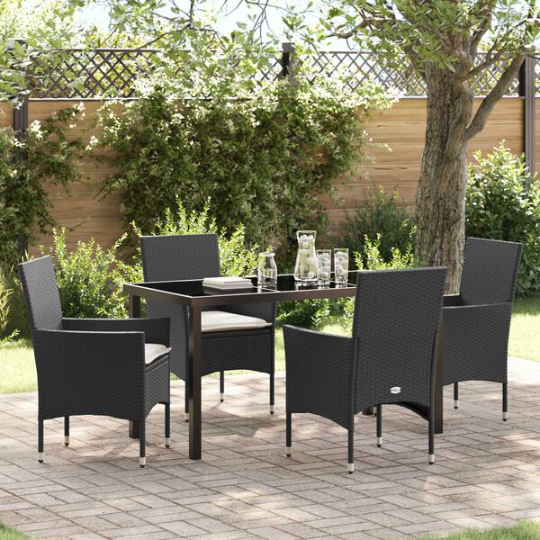 vidaXL Ensemble de salle &agrave; manger pour jardin 5 pcs Noir polyrotin