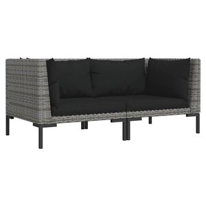 vidaXL Canap&eacute;s de jardin 2 pcs avec coussins R&eacute;sine tress&eacute;e demi-ronde