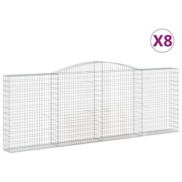 vidaXL Paniers à gabions arqués 8 pcs 400x30x140/160 cm Fer galvanisé