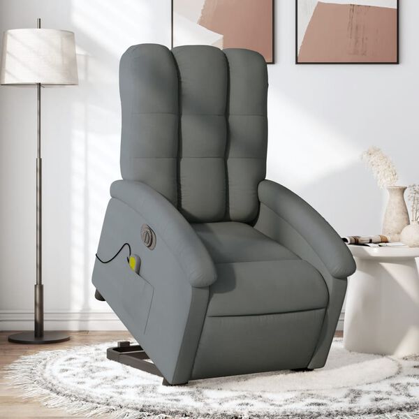 vidaXL Fauteuil inclinable de massage &eacute;lectrique Gris fonc&eacute; Tissu