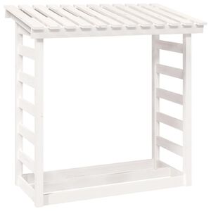vidaXL Support pour bois de chauffage Blanc 108x64,5x110cm Bois de pin