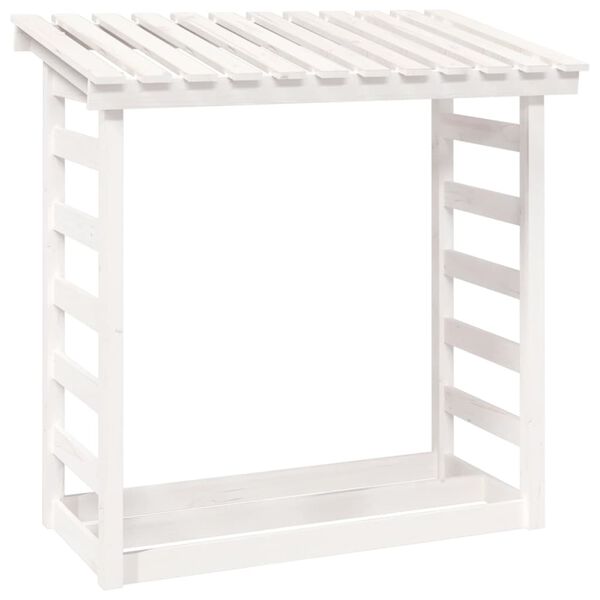 vidaXL Support pour bois de chauffage Blanc 108x64,5x110cm Bois de pin