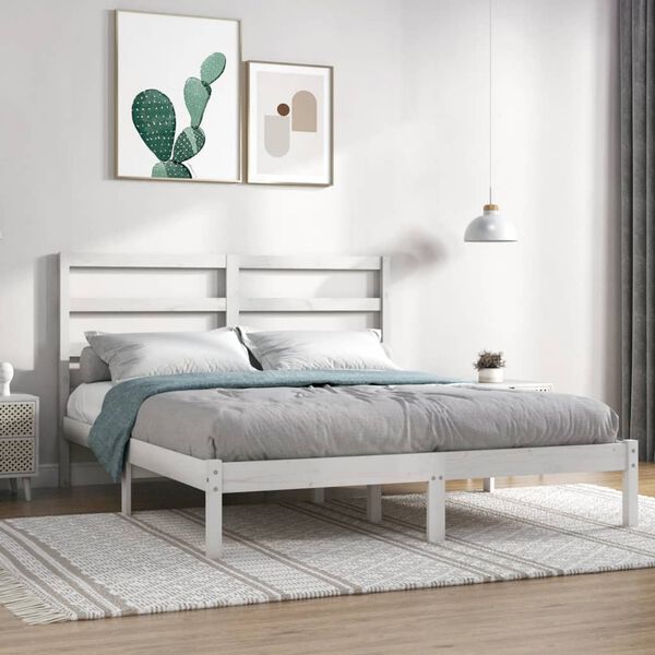 vidaXL Cadre de lit sans matelas blanc 140x190 cm bois de pin massif