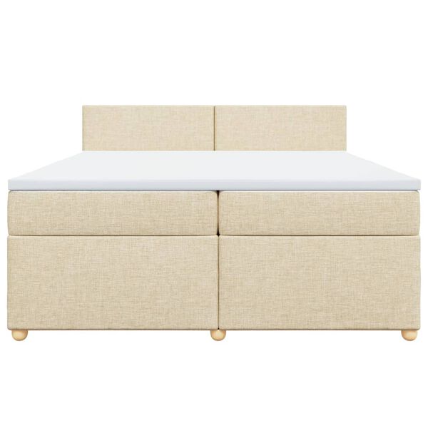 vidaXL Sommier &agrave; lattes de lit avec matelas Cr&egrave;me 200x200 cm Tissu