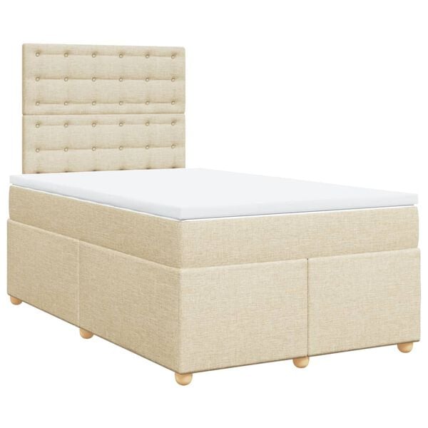 vidaXL Sommier &agrave; lattes de lit avec matelas cr&egrave;me 120x190 cm tissu