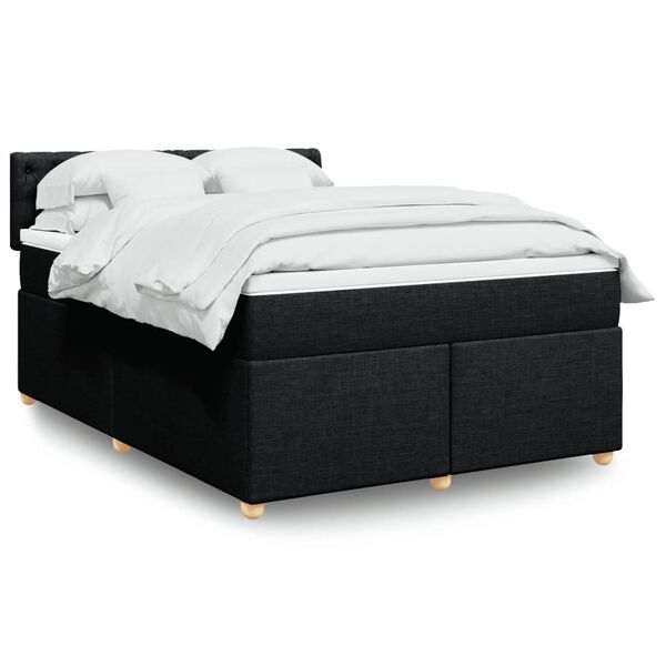 vidaXL Sommier &agrave; lattes de lit avec matelas Noir 140x200 cm Tissu