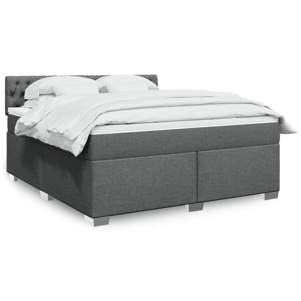 vidaXL Sommier &agrave; lattes de lit avec matelas Gris fonc&eacute; 180x200cm Tissu