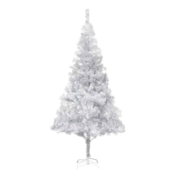 vidaXL Arbre de No&euml;l artificiel pr&eacute;-&eacute;clair&eacute;/boules argent&eacute; 180 cm PET