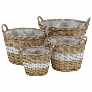vidaXL Lits sur&eacute;lev&eacute;s 4 pcs Osier avec doublure en PE