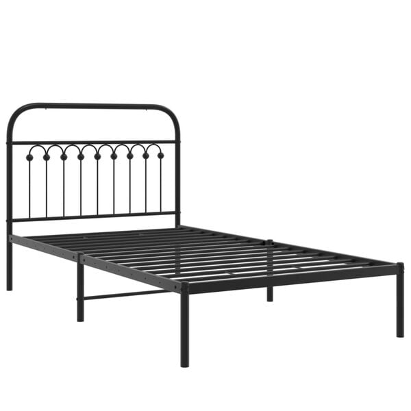 vidaXL Cadre de lit m&eacute;tal sans matelas avec t&ecirc;te de lit noir 100x200cm