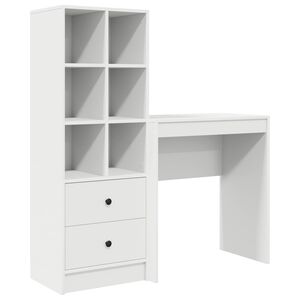 vidaXL Bureau avec tiroir avec &eacute;tag&egrave;re avec stockage 2 pcs Blanc