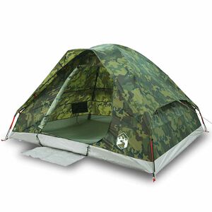 vidaXL Tente de camping &agrave; d&ocirc;me 2 personnes camouflage imperm&eacute;able