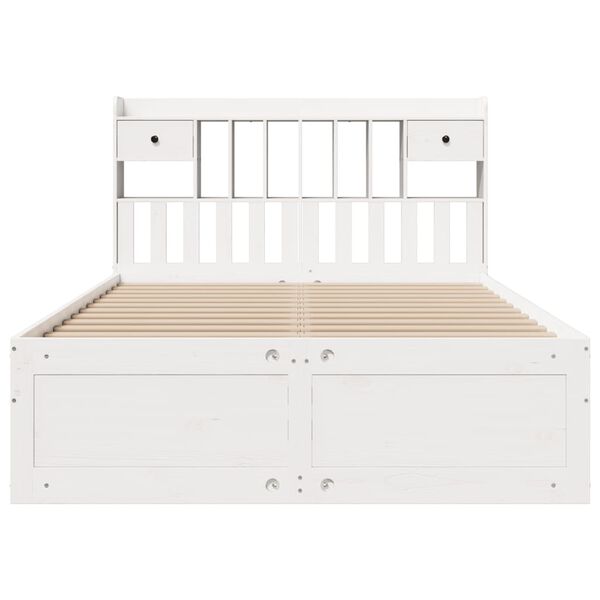 vidaXL Lit bibliothèque sans matelas blanc 140x190 cm bois pin massif