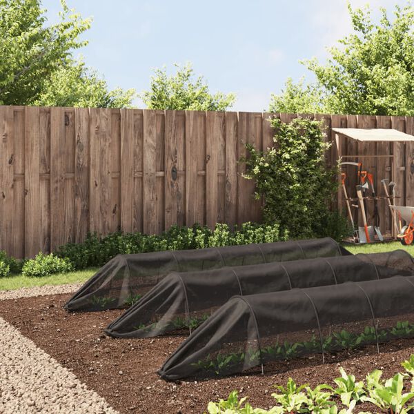 vidaXL Tunnels en filet 3 pcs noir acier et poly&eacute;thyl&egrave;ne