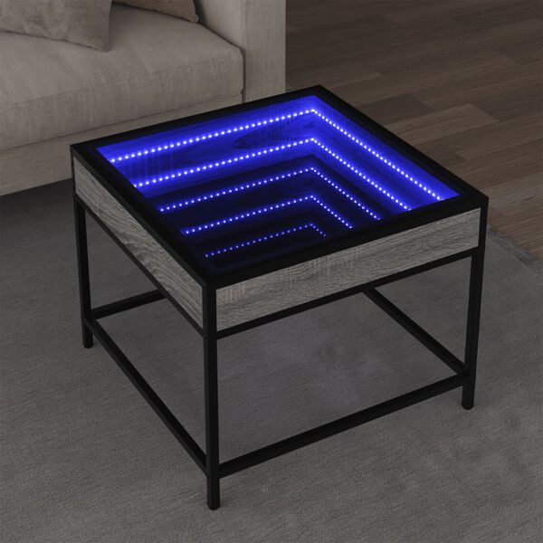 vidaXL Table basse avec LED Infinity sonoma gris 50x50x41 cm