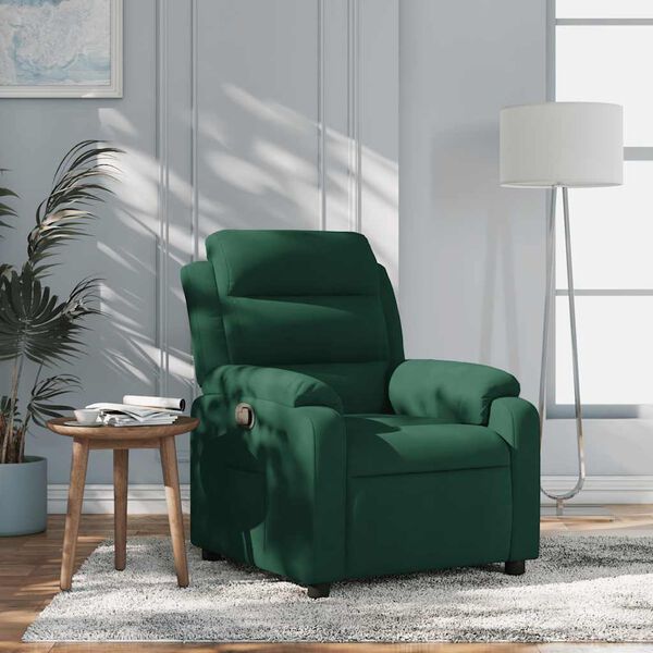 vidaXL Fauteuil inclinable vert fonc&eacute; velours