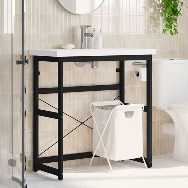vidaXL Cadre de lavabo de salle de bain Noir 79x38x83 cm Fer
