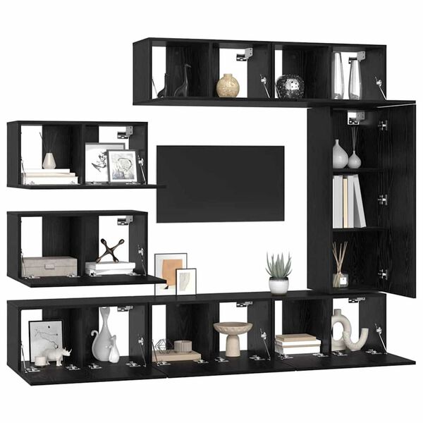 vidaXL Ensemble meuble TV 8 pcs Chêne noir Bois d'ingénierie