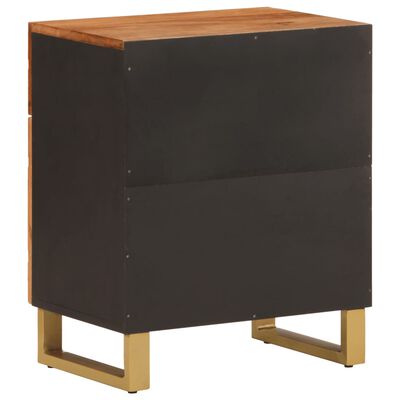vidaXL Table de chevet marron et noir 50x33x60 cm bois manguier solide