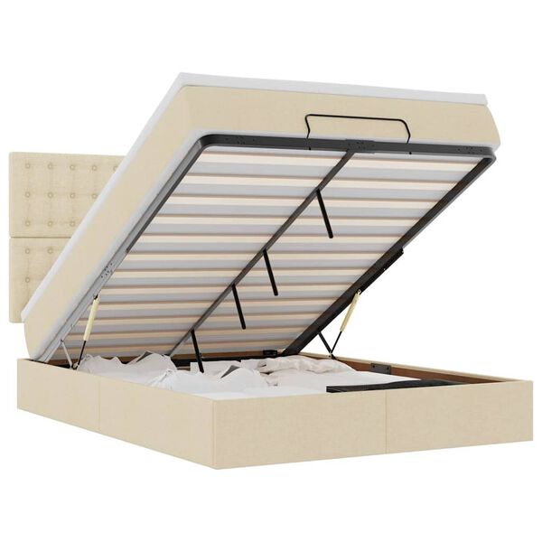 VidaXL Cadre de lit ottoman avec matelas cr&egrave;me 140x200 cm tissu