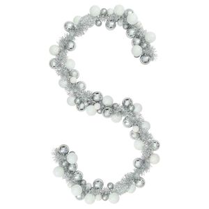 vidaXL Guirlande de Boules de Noël Blanc et Argent 186 cm Polystyrène