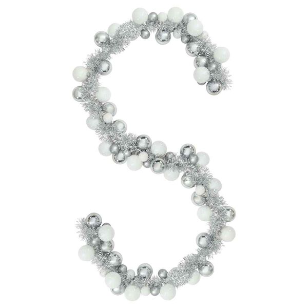 vidaXL Guirlande de Boules de Noël Blanc et Argent 186 cm Polystyrène