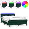 vidaXL Sommier &agrave; lattes de lit et matelas et LED vert fonc&eacute; 160x220cm velours