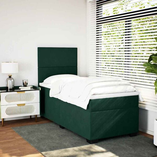 vidaXL Sommier &agrave; lattes de lit avec matelas Vert fonc&eacute; 90x200 cm