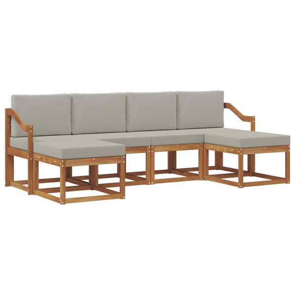 vidaXL Ensemble de canap&eacute;s d'ext&eacute;rieur 6 pcs Gris Naturel et Clair