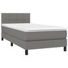 vidaXL Sommier &agrave; lattes de lit et matelas Gris fonc&eacute; 90x190 cm Tissu