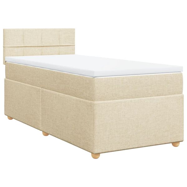 vidaXL Sommier &agrave; lattes de lit avec matelas Cr&egrave;me 80x200 cm Tissu