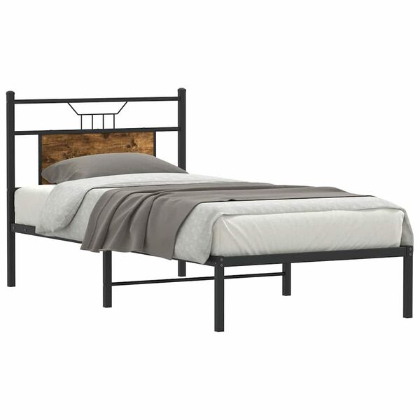 vidaXL Cadre de lit sans matelas ch&ecirc;ne fum&eacute; 90x190cm bois d'ing&eacute;nierie