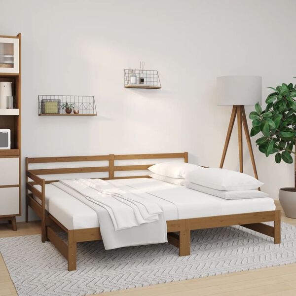 vidaXL Lit coulissant sans matelas marron miel 2x(90x190) cm